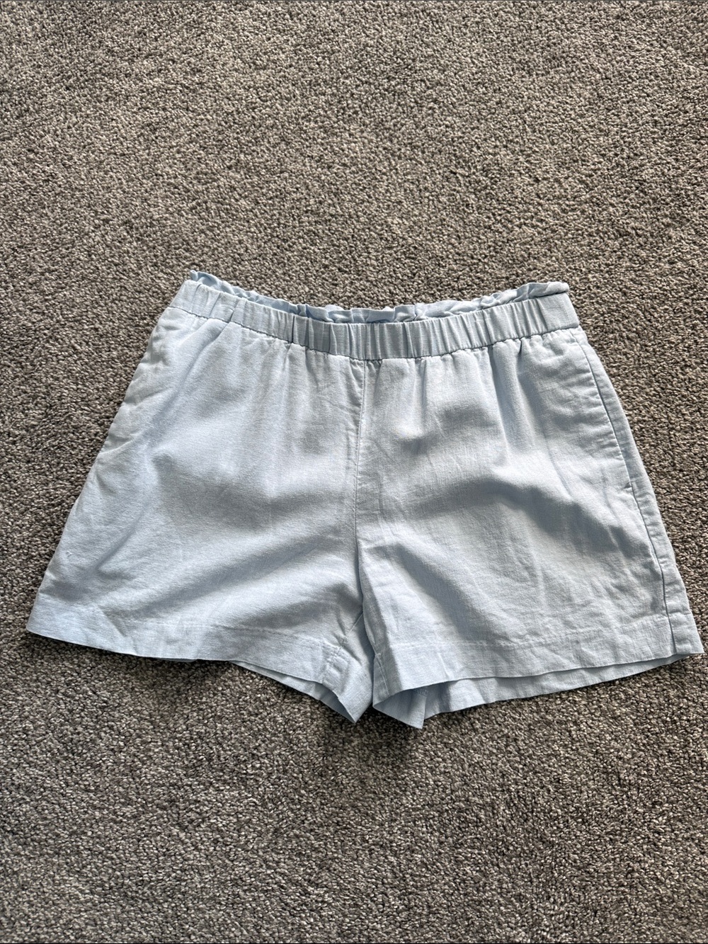 Banana Republic Pale Blue High-Rise Linen-Blend Shorts